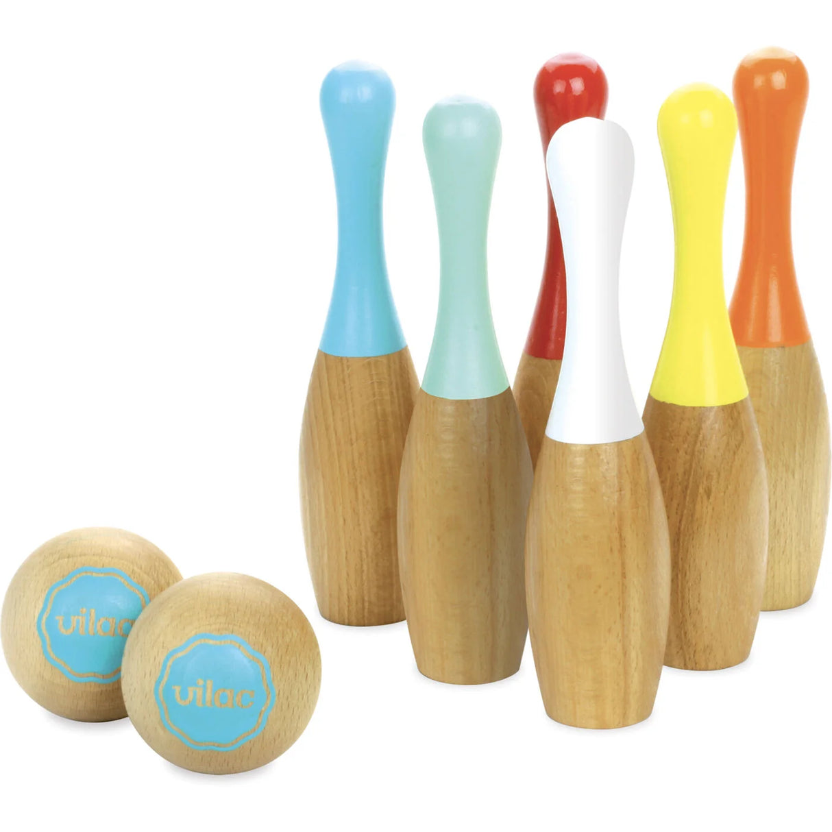 Vilac Wooden Bowling Skittles Set and Bag