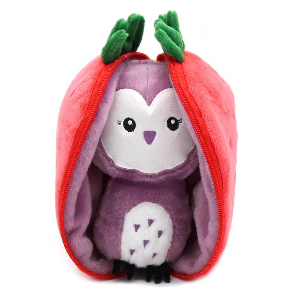Flipetz Sorbet the Owl/Strawberry 2-in-1 Soft Plush Collectable (Pre-Order due in April) - Little Whispers