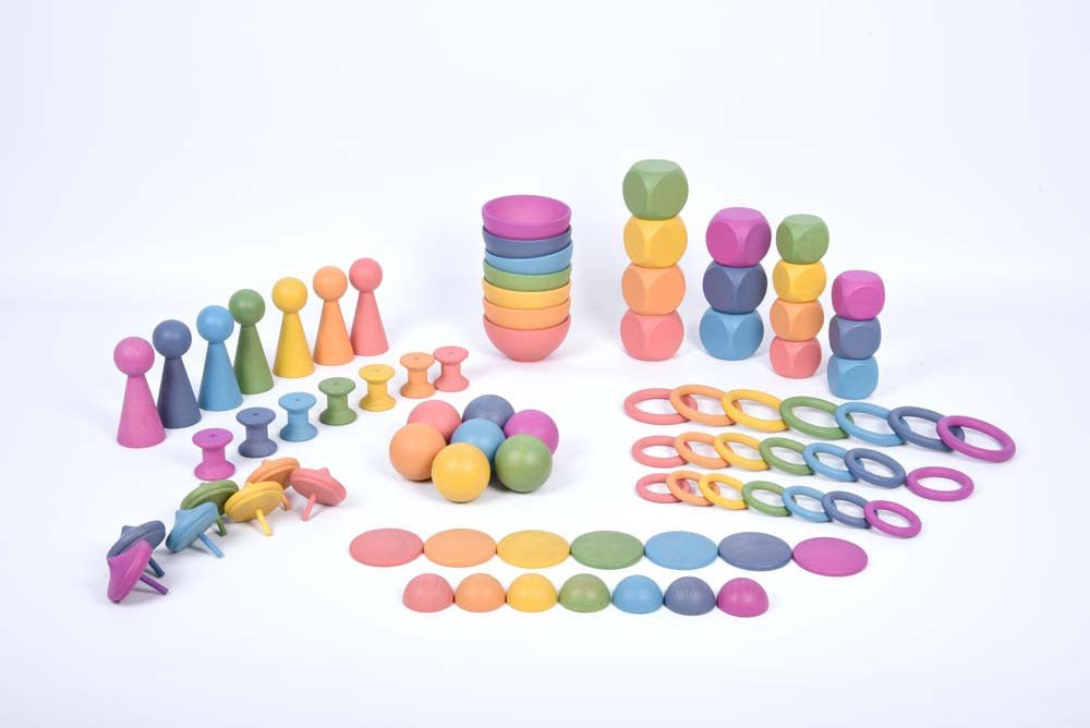 Rainbow Wooden Super Set + Wooden Sorting Tray (7- Way) 74048 (Direct Shipping) - Little Whispers
