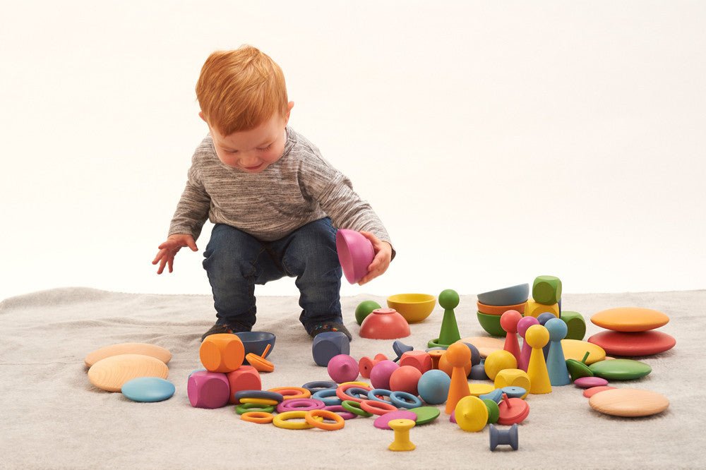 Rainbow Wooden Super Set + Wooden Sorting Tray (7- Way) 74048 (Direct Shipping) - Little Whispers