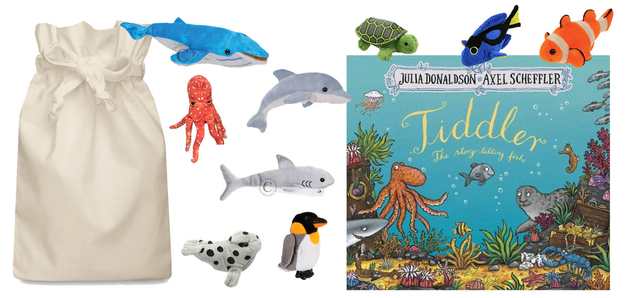 Tiddler Story Sack with Puppet Company Finger Puppets - Little Whispers