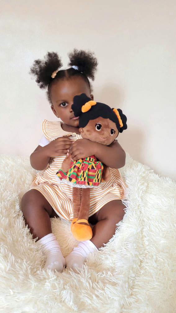 Bibinee Mabel Doll (Kente) Soft Plush Ethnic Doll (Due End of May) can pre-order - Little Whispers