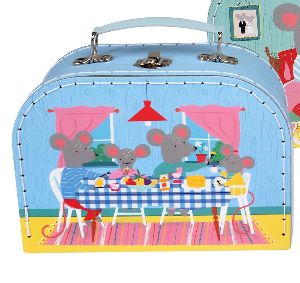 Folkmanis White Mouse Hand Puppet in a Mouse Suitcase (Pre - Order, in approx mid August) - Little Whispers