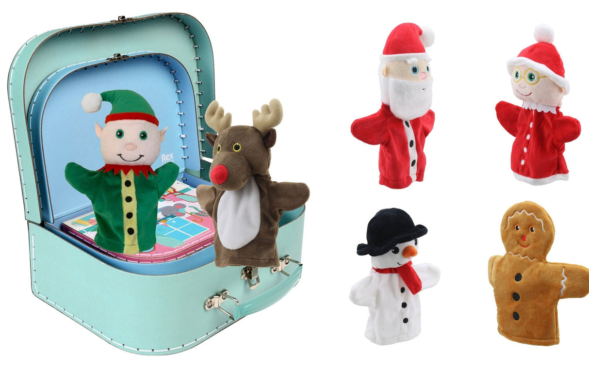 Limited Edition Christmas Set of My First Hand puppets in a Suitcase - Little Whispers