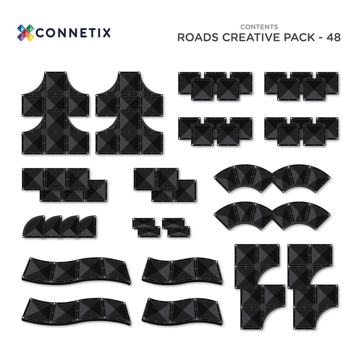 Connetix Tiles Creative Roads Pack 48 pc - Little Whispers