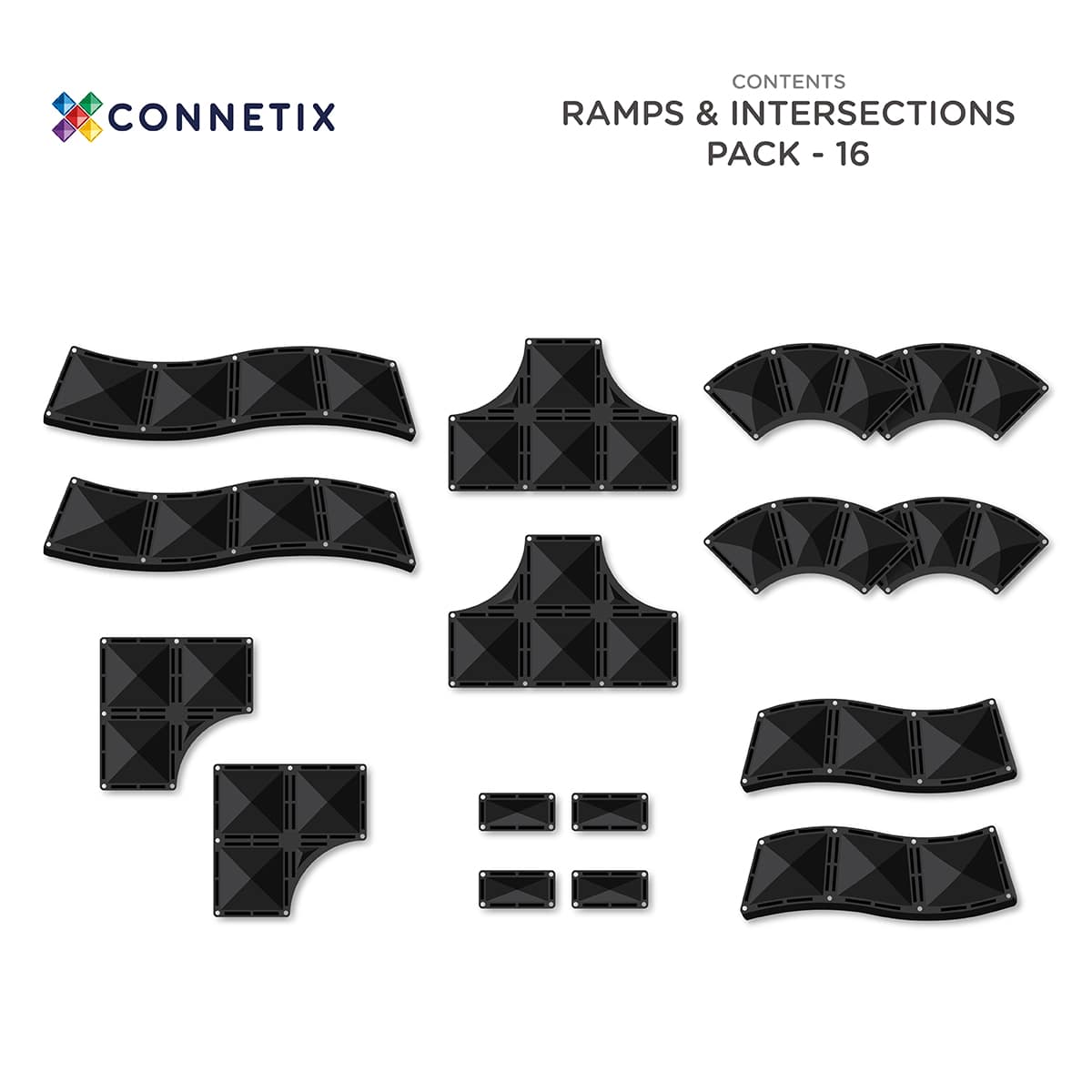 Connetix Tiles Ramps & Intersections Pack 16 pc - Little Whispers