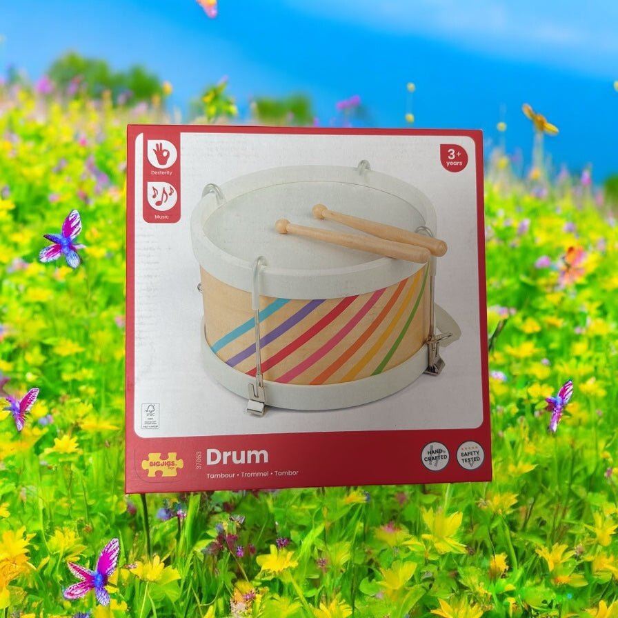 Bigjigs Large Rainbow Striped Drum - Little Whispers