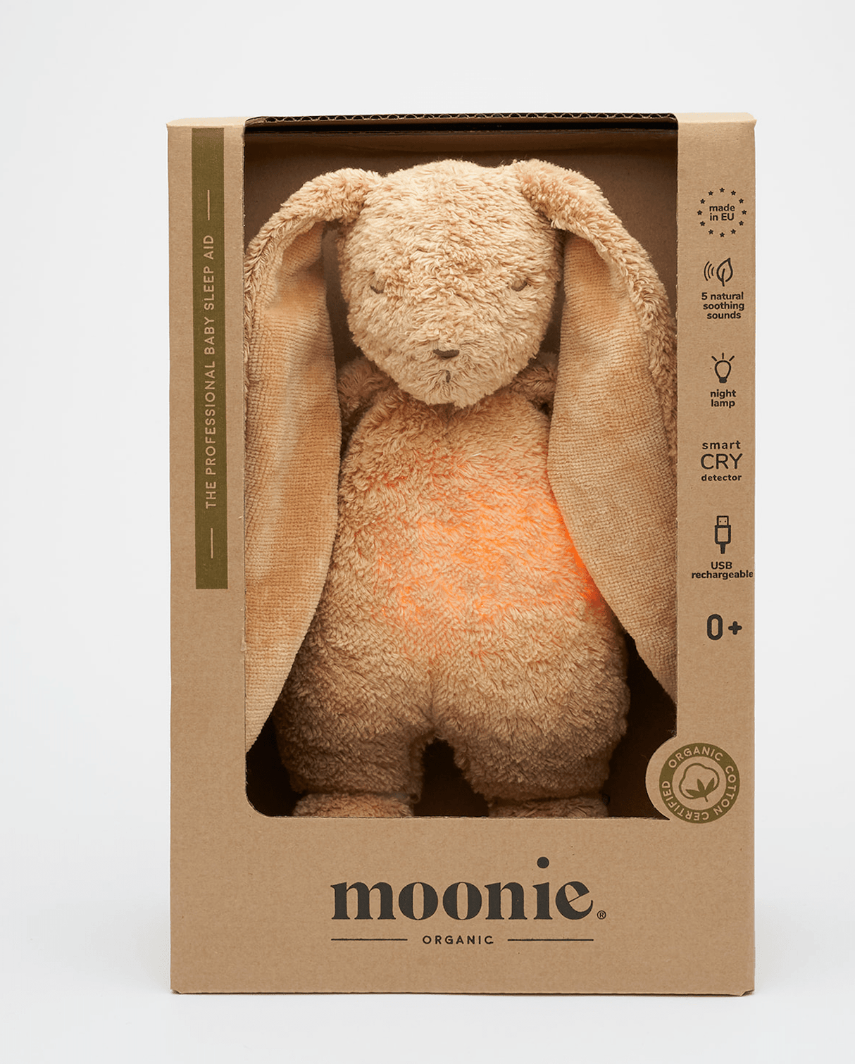 Moonie 2.0 Cappuccino Nature Bunny - The Organic Hummy Bunny with Lamp - Little Whispers
