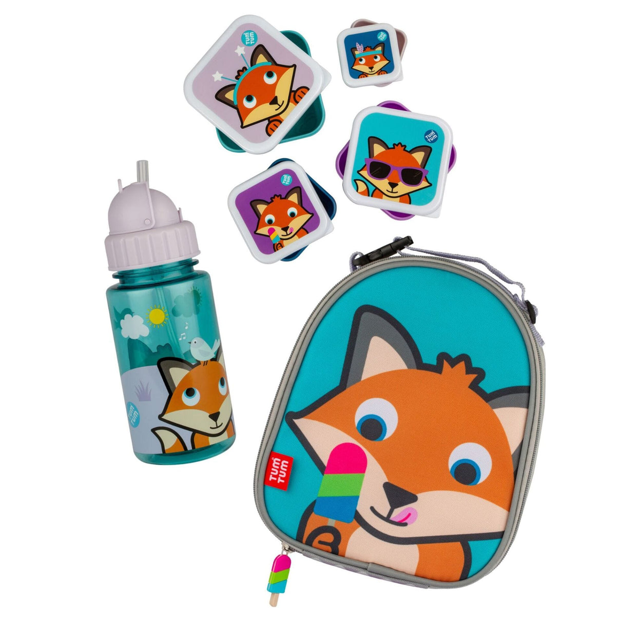 Felicity Fox Insulated Lunch Bag, Bottle and Snack Pot Bundle - Little Whispers