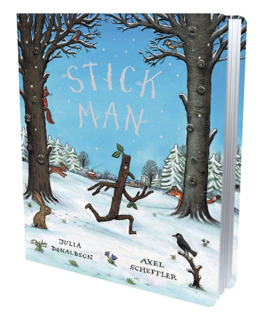 Book cover of 'Stick Man' with winter scene illustration