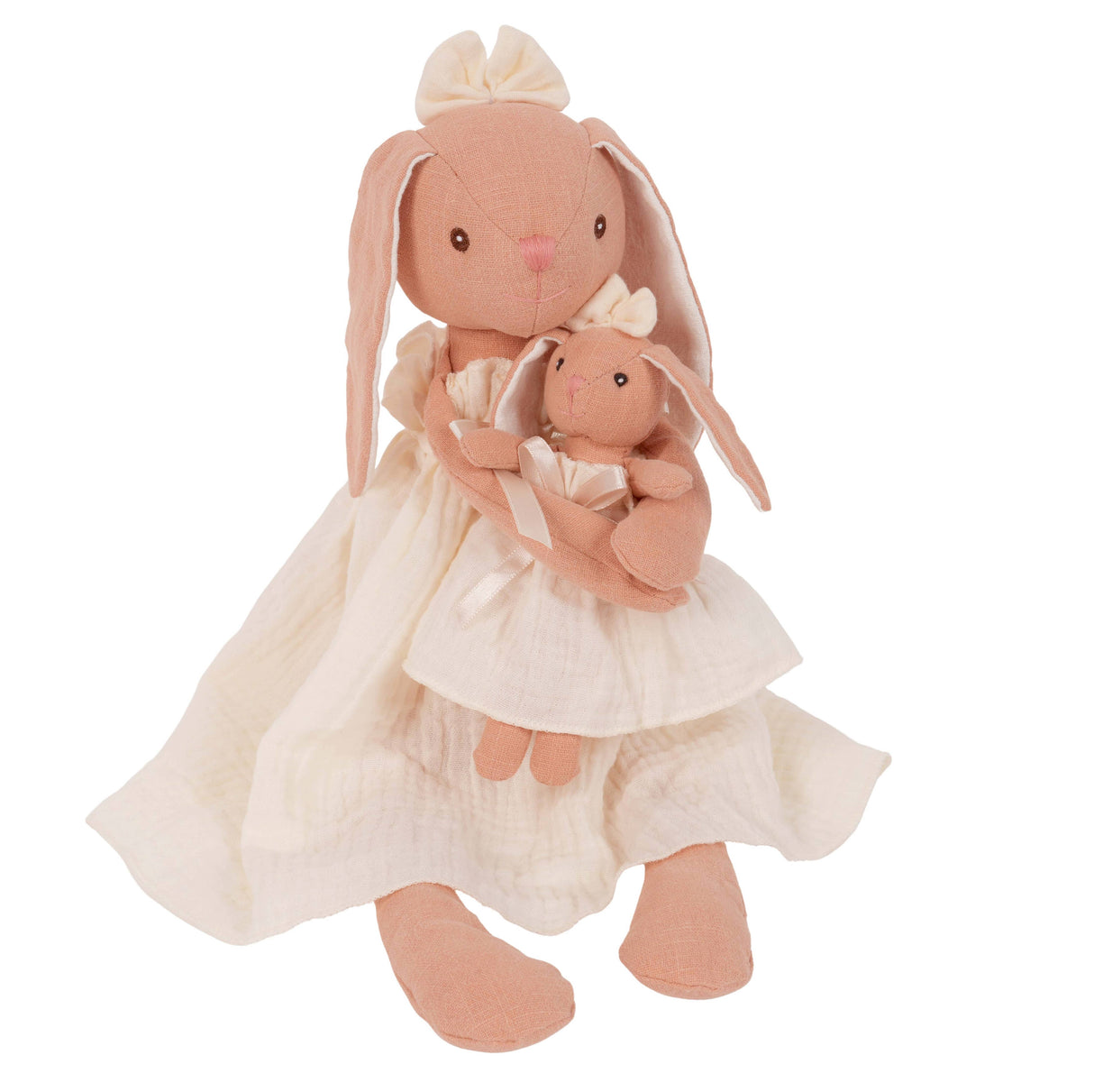 Lelovs Mom and Baby Bunny Linen Dolls