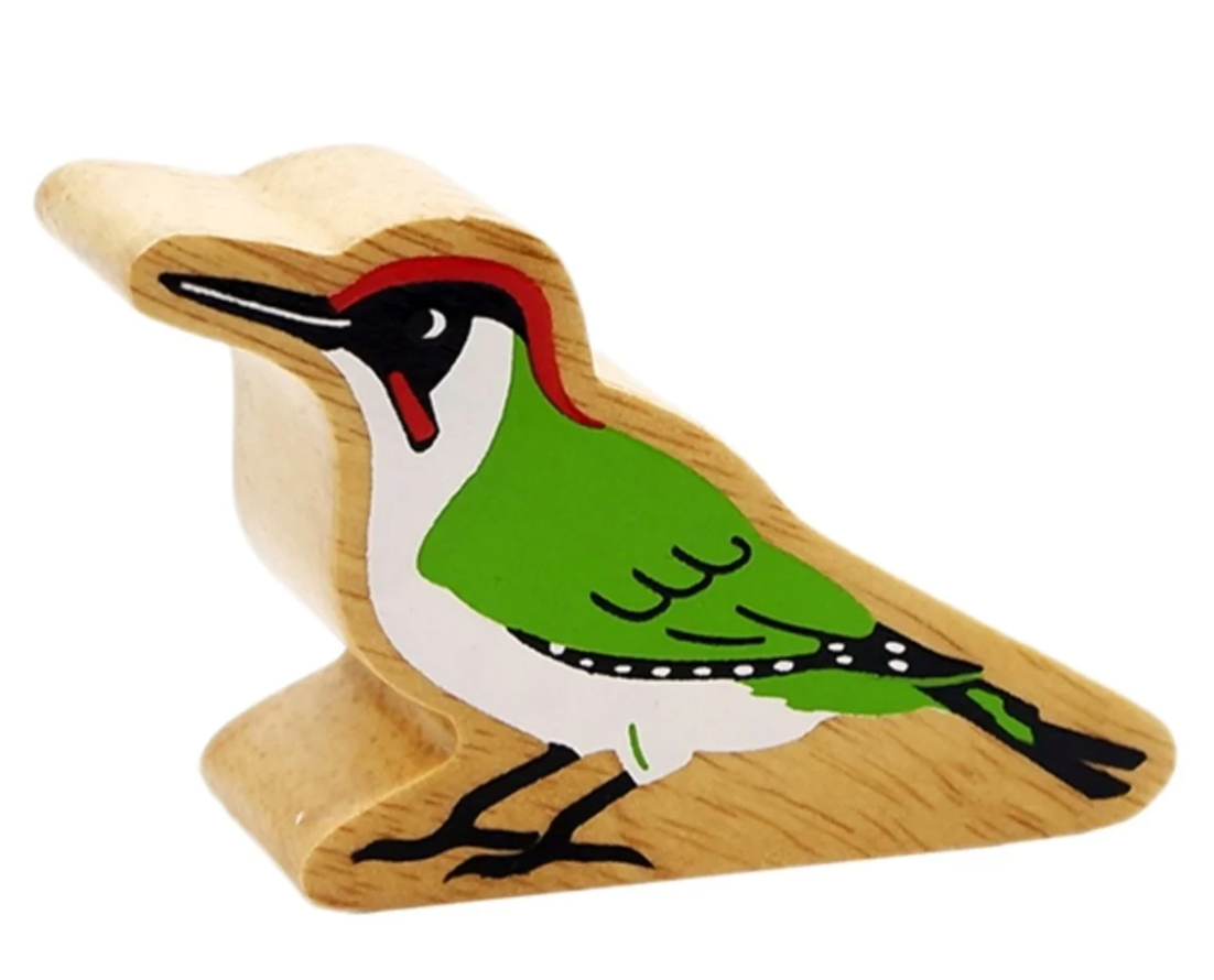 Lanka Kade Wooden Woodpecker with green body and black legs