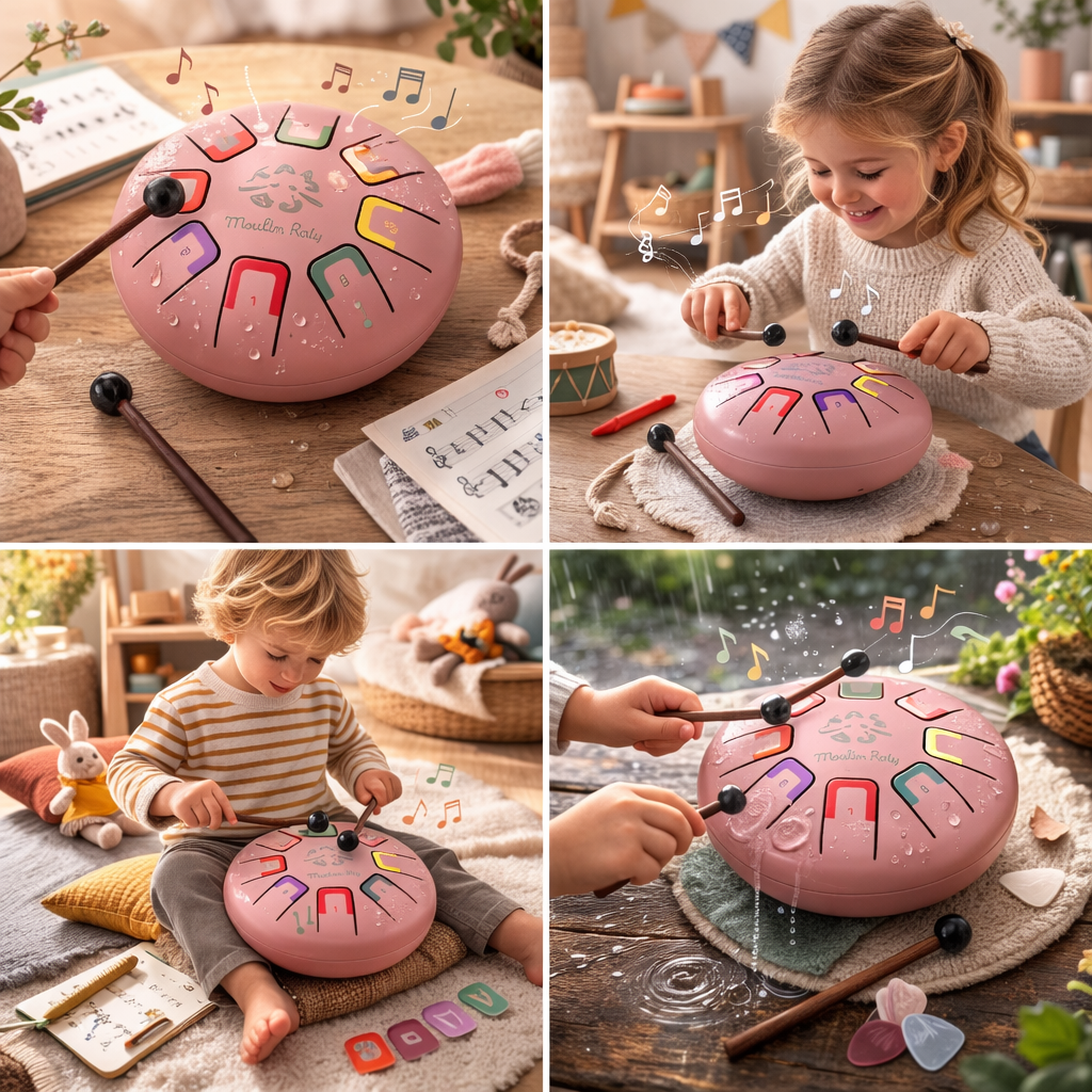 children playing the small tongue drum
