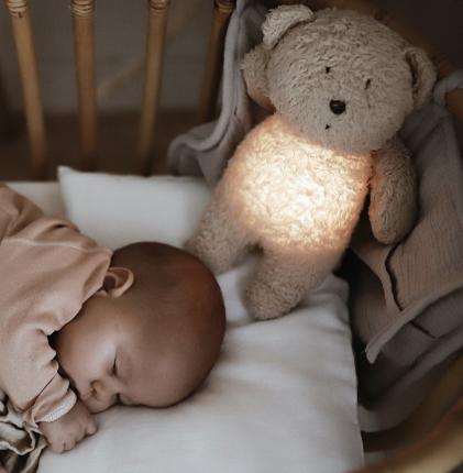 Grey Organic Humming Bear with Night Light - Little Whispers