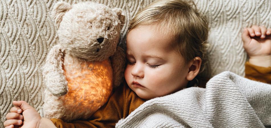 Grey Organic Humming Bear with Night Light - Little Whispers