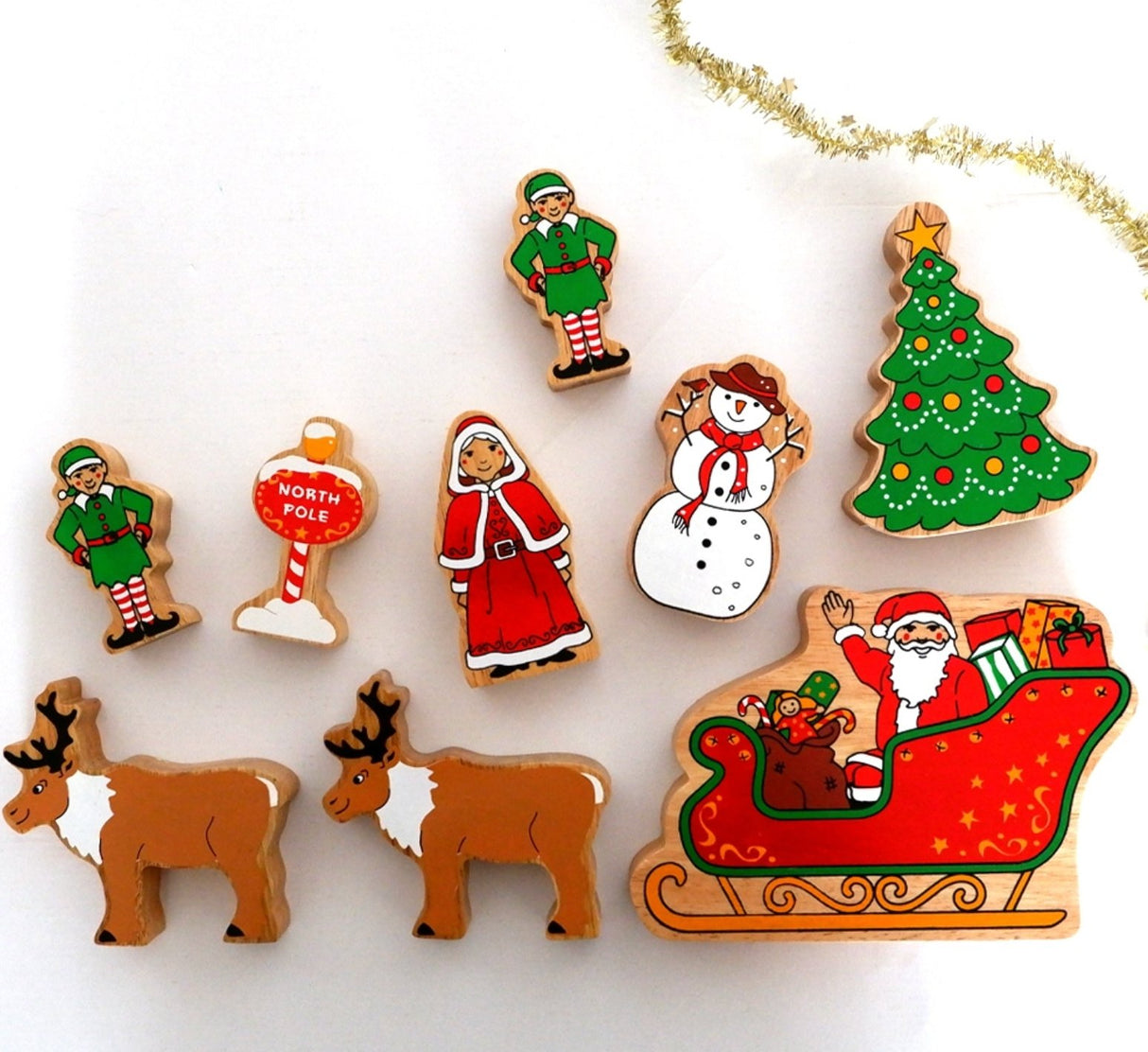 Lanka Kade Wooden Father Christmas in a Sleigh - Little Whispers