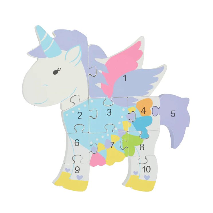 Orange Tree Wooden Unicorn Number Puzzle - Little Whispers