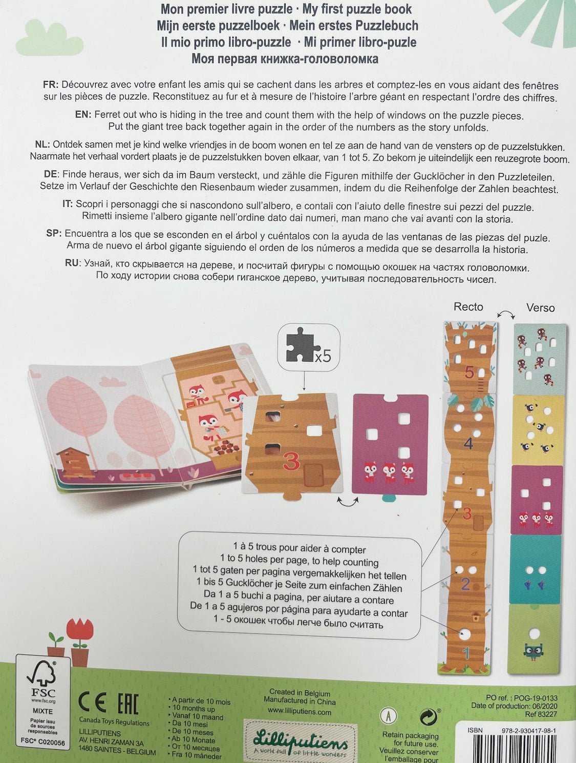 Lilliputiens 123 Forest My First Puzzle Book - Little Whispers