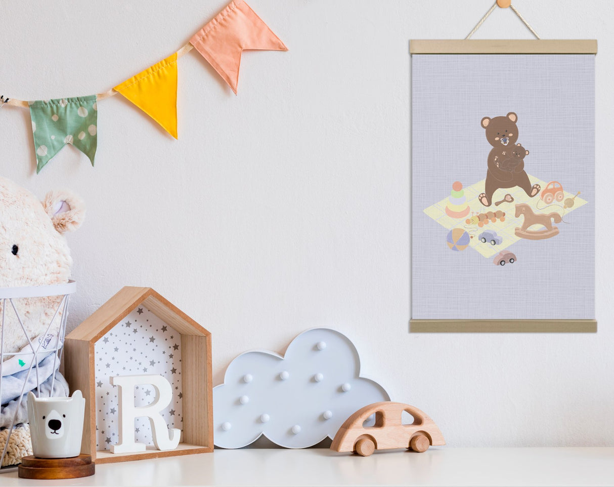 Singing Lullabies to Teddy Bear - Prints Wall Art Decor - Little Whispers