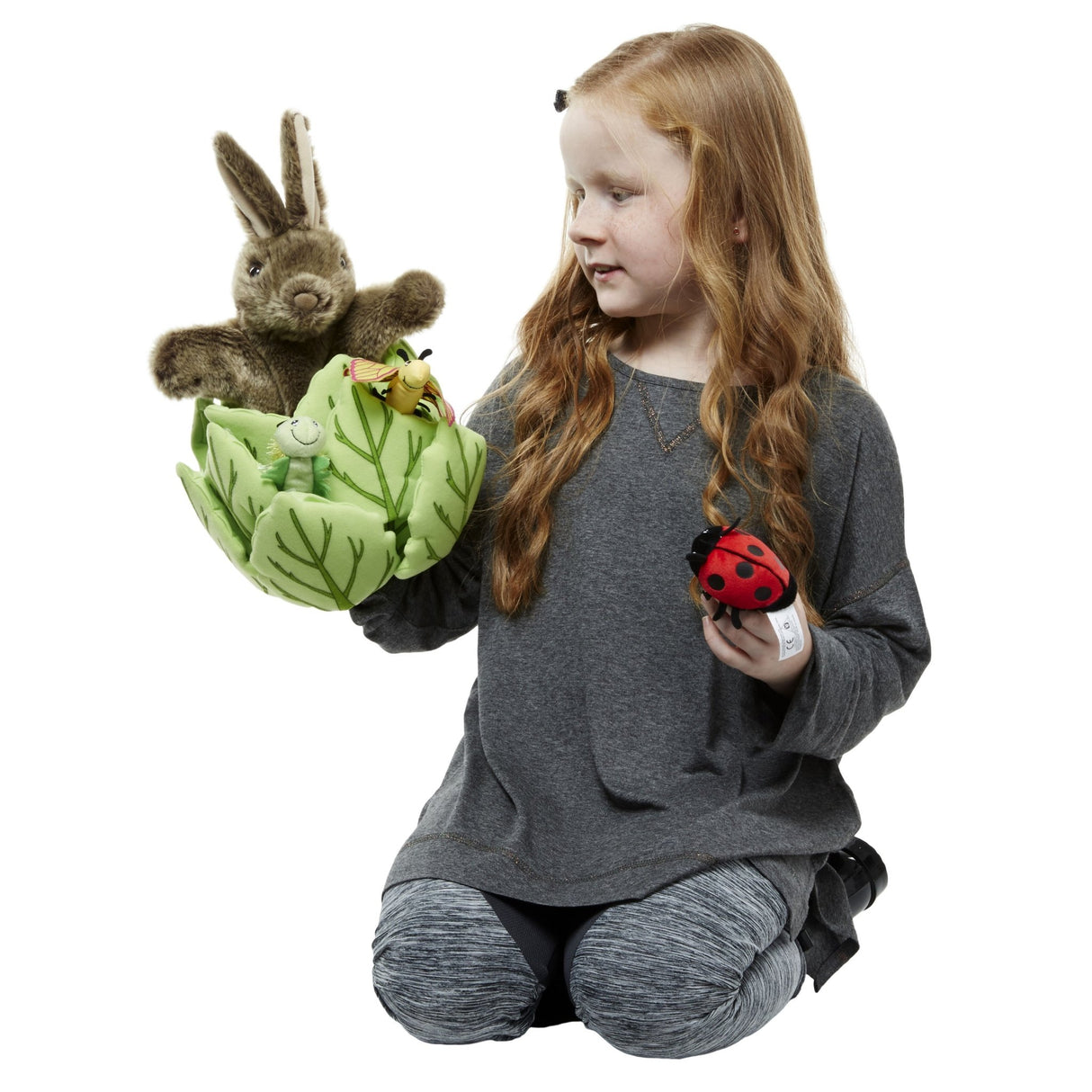 Rabbit In A Lettuce Hand Puppet - Little Whispers