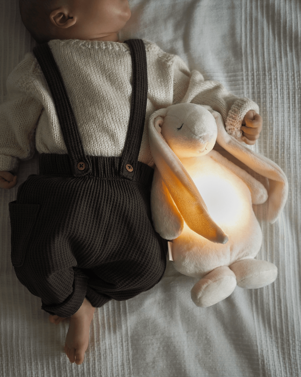 Moonie Powder Pink Sound & Light Rabbit - Little Whispers