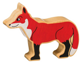 Wooden fox figurine on a white background