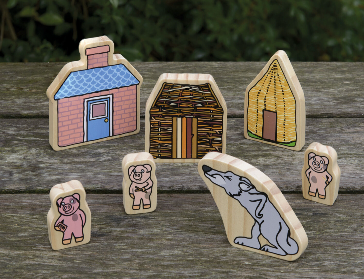 Yellow Door Three Little Pigs Wooden Characters