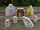 Yellow Door Three Little Pigs Wooden Characters