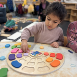 Yellow Door Pattern and Play Wooden Peacock in play