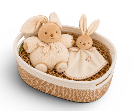 Kaloo Cream Chubby Rabbit and Comforter Gift Set in a Basket