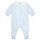 Emile et Rose Kasper Baby Boys Blue Velour Babygrow