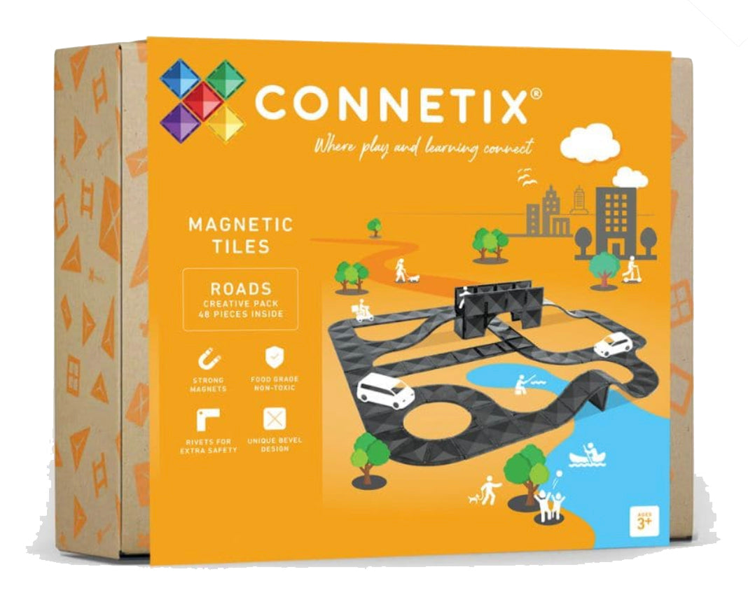 Connetix Creative Roads Pack – 48 Piece Magnetic Tile Set
